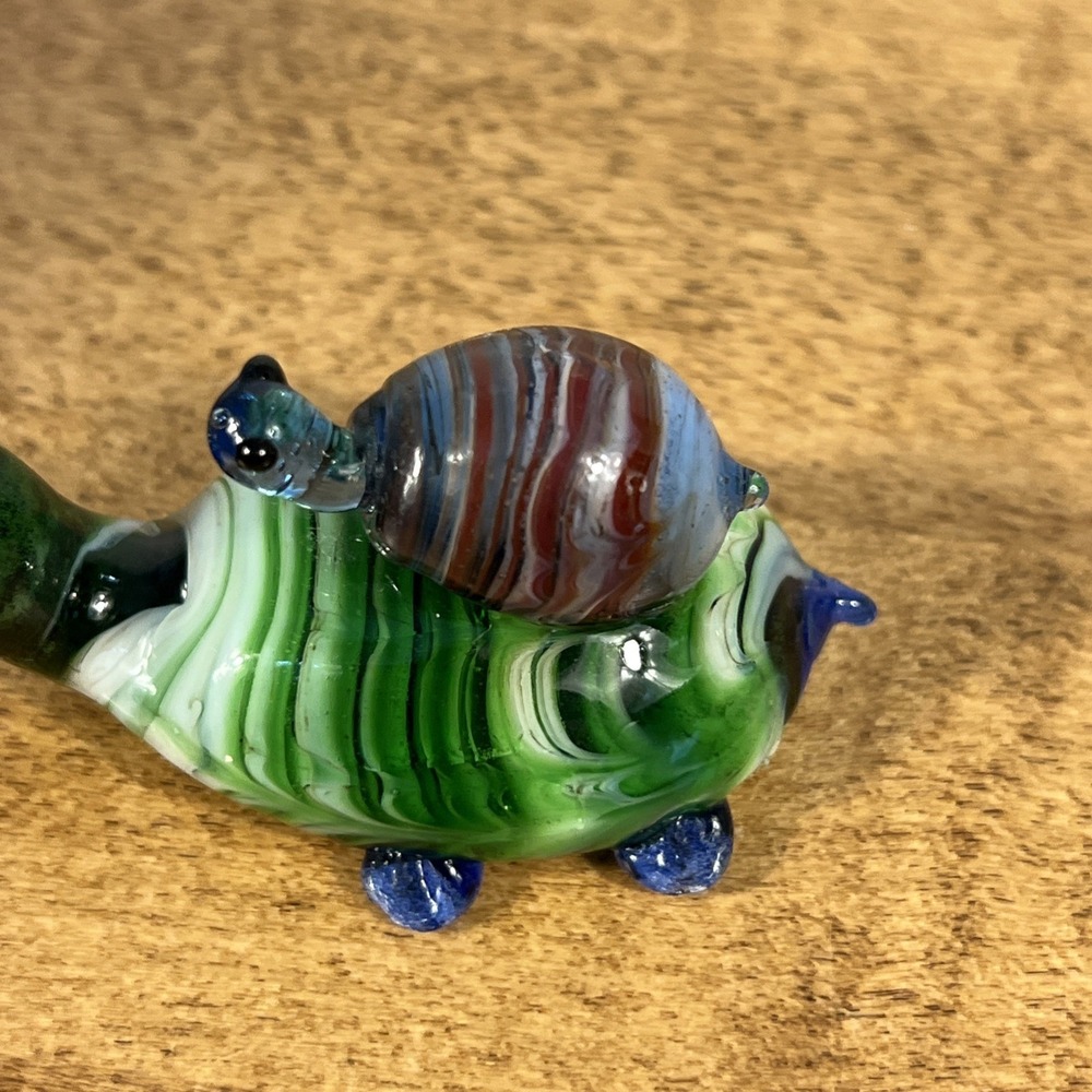 Vintage Hand Blown Glass Turtle Mother & Baby On Back - Picture 6 of 11